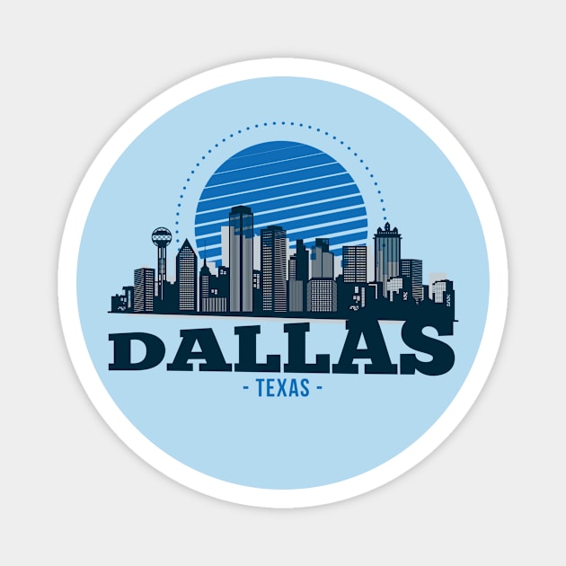 Retro Dallas, Texas Skyline Magnet by SLAG_Creative